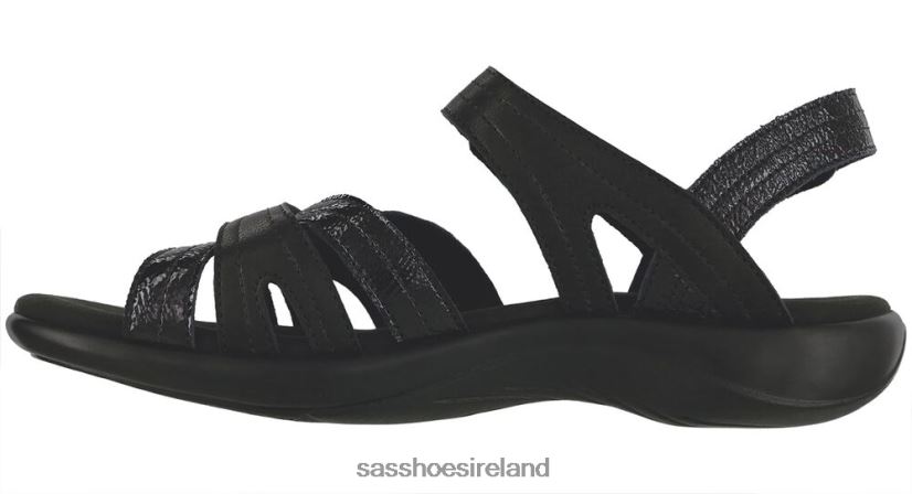 Women SAS Pier Heel Strap Sandal Versatile X88N2461 Black Sand