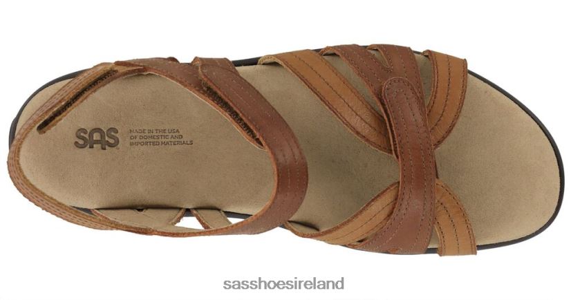 Women SAS Pier Heel Strap Sandal Versatile X88N2462 Sepia