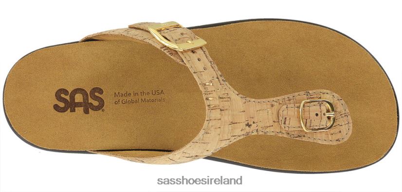 Women SAS Sanibel T-Strap Slide Sandal Versatile X88N2427 Golden Cork