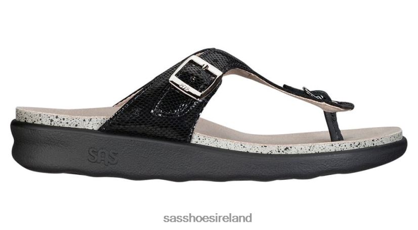 Women SAS Sanibel T-Strap Slide Sandal Versatile X88N2430 Black Snake
