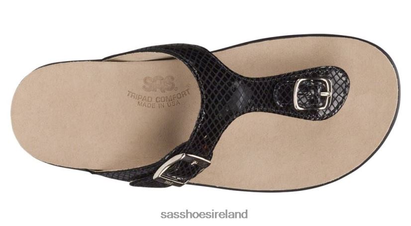 Women SAS Sanibel T-Strap Slide Sandal Versatile X88N2430 Black Snake