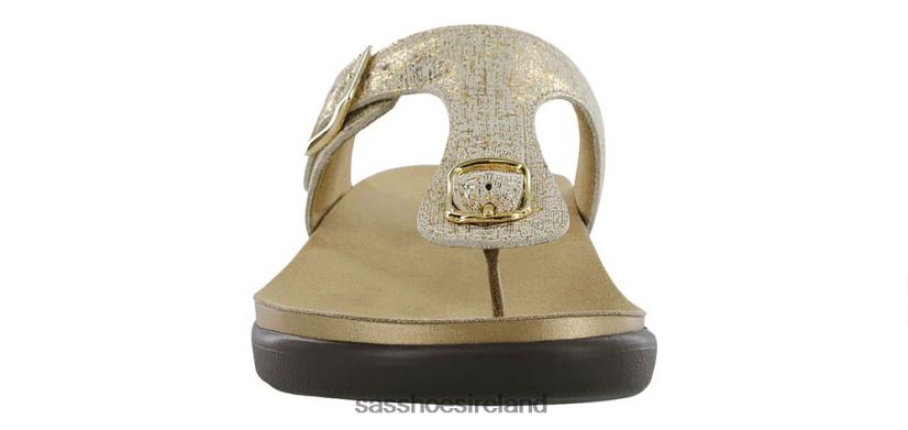 Women SAS Sanibel T-Strap Slide Sandal Versatile X88N2431 Shiny Gold