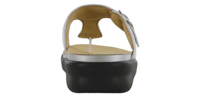 Women SAS Sanibel T-Strap Slide Sandal Versatile X88N2432 Shiny Silver