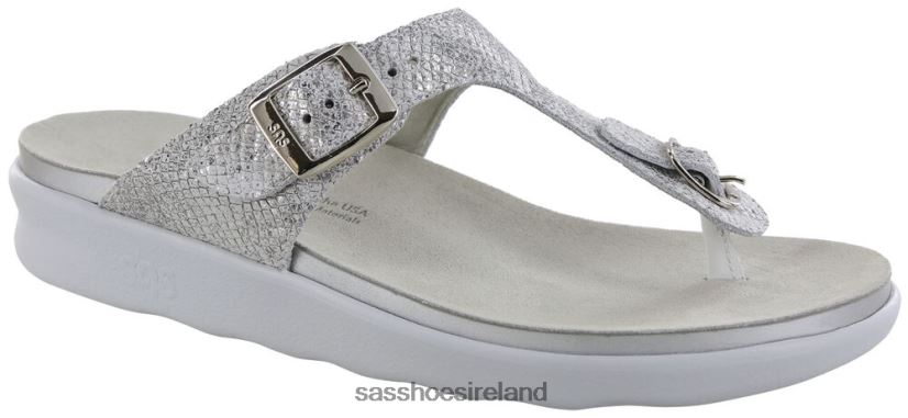Women SAS Sanibel T-Strap Slide Sandal Versatile X88N247 Plata