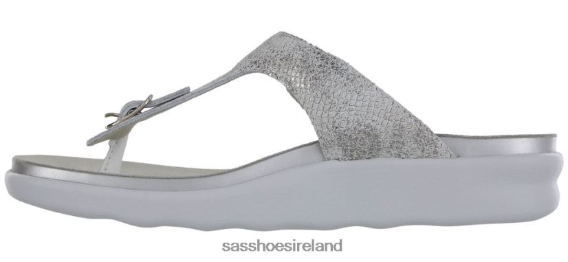 Women SAS Sanibel T-Strap Slide Sandal Versatile X88N247 Plata