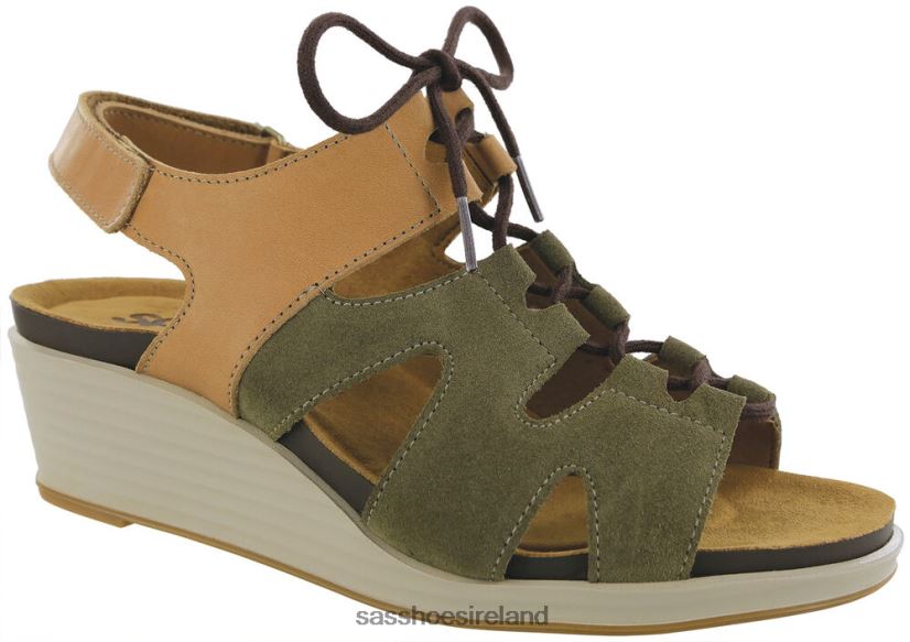 Women SAS Sedona Lace Up Wedge Sandal Versatile X88N24436 Sagebrush
