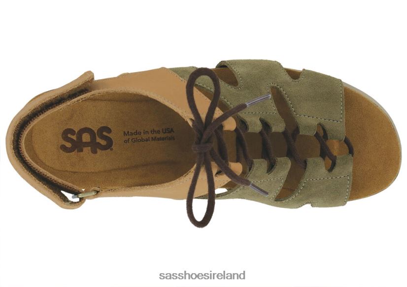 Women SAS Sedona Lace Up Wedge Sandal Versatile X88N24436 Sagebrush