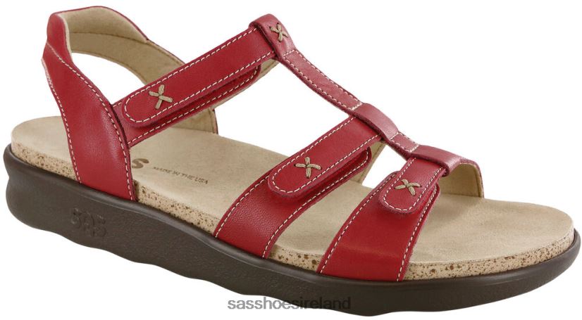 Women SAS Sorrento T-Strap Sandal Versatile X88N24155 Red