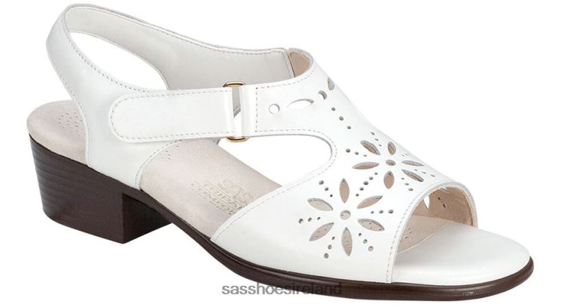 Women SAS Sunburst Heel Strap Sandal Versatile X88N24103 White