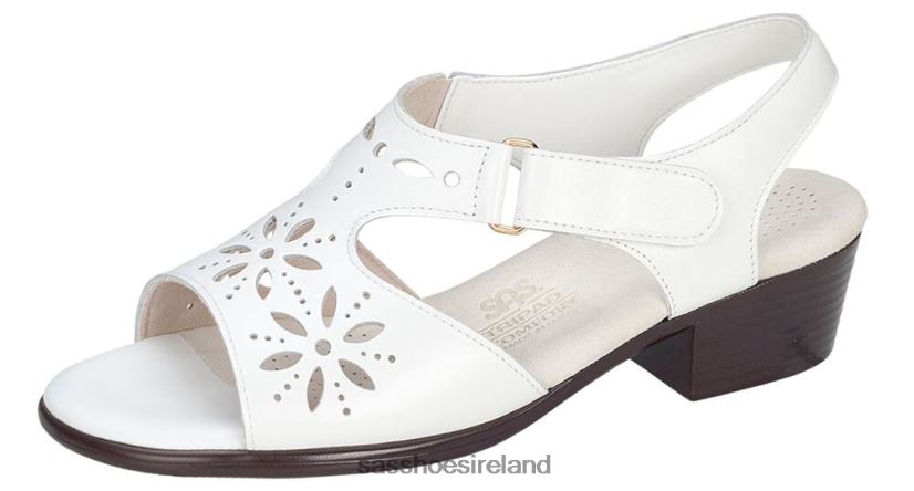 Women SAS Sunburst Heel Strap Sandal Versatile X88N24103 White