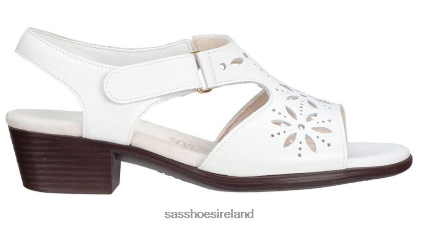 Women SAS Sunburst Heel Strap Sandal Versatile X88N24103 White