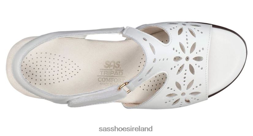 Women SAS Sunburst Heel Strap Sandal Versatile X88N24103 White