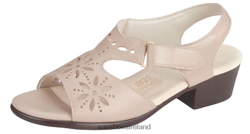 Women SAS Sunburst Heel Strap Sandal Versatile X88N24104 Cream