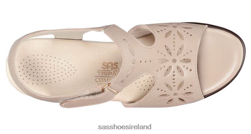 Women SAS Sunburst Heel Strap Sandal Versatile X88N24104 Cream