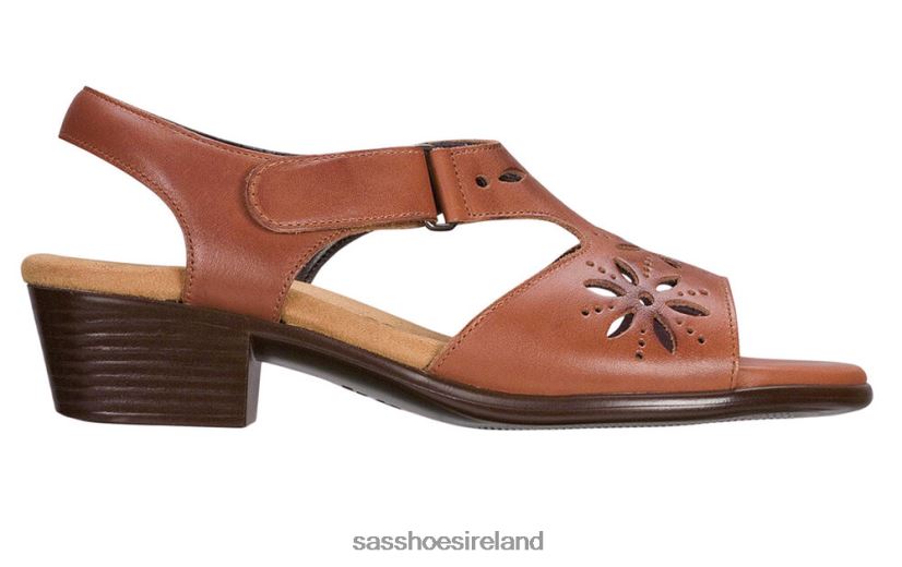Women SAS Sunburst Heel Strap Sandal Versatile X88N24105 Chestnut
